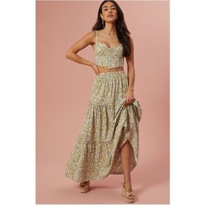 NWT Altar'd State Madison Floral Linen Maxi Skirt And Top Set Size M
